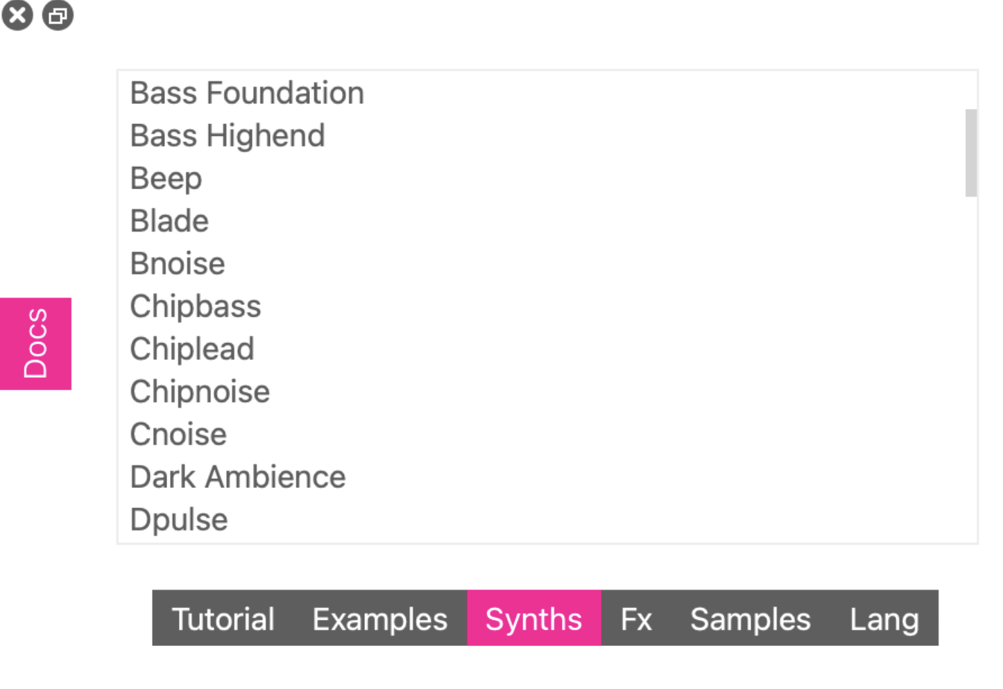 Synth list